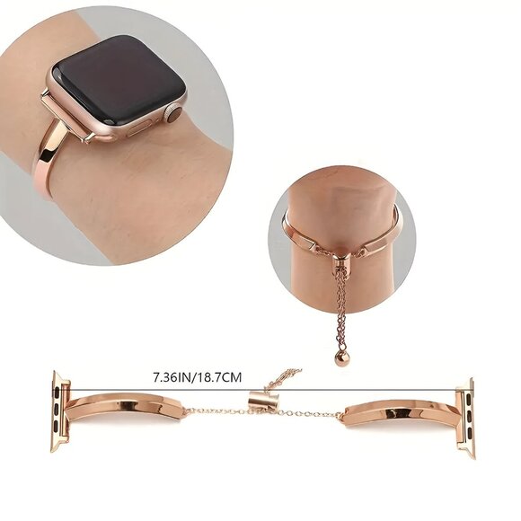 NEW Luxury Adjustable Steel Bracelet band For Apple Watch - Rosegold - Picture 7 of 10